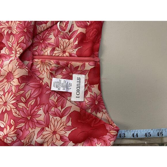 Vtg Y2K Studio I Dress Womens 14 Pink Retro Garden Floral Sundress Midi Romantic - Picture 10 of 12